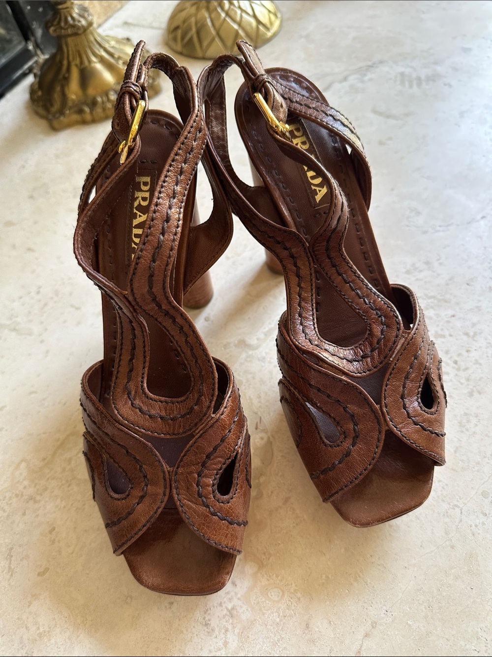 Prada Brown Leather Heels